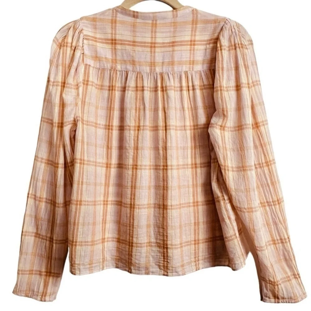 Ulla Johnson Nour Blouse Plaid Lilac Cotton Puff Sleeve Top 6